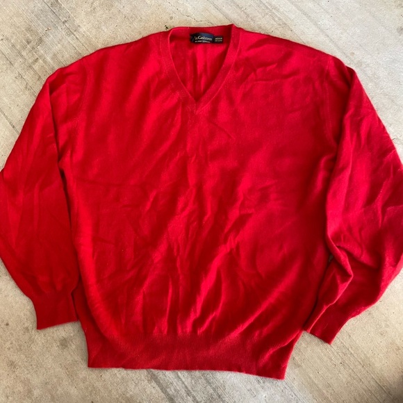 Lux CashmereRed V-neck 100% Cashmere Sweater Medium